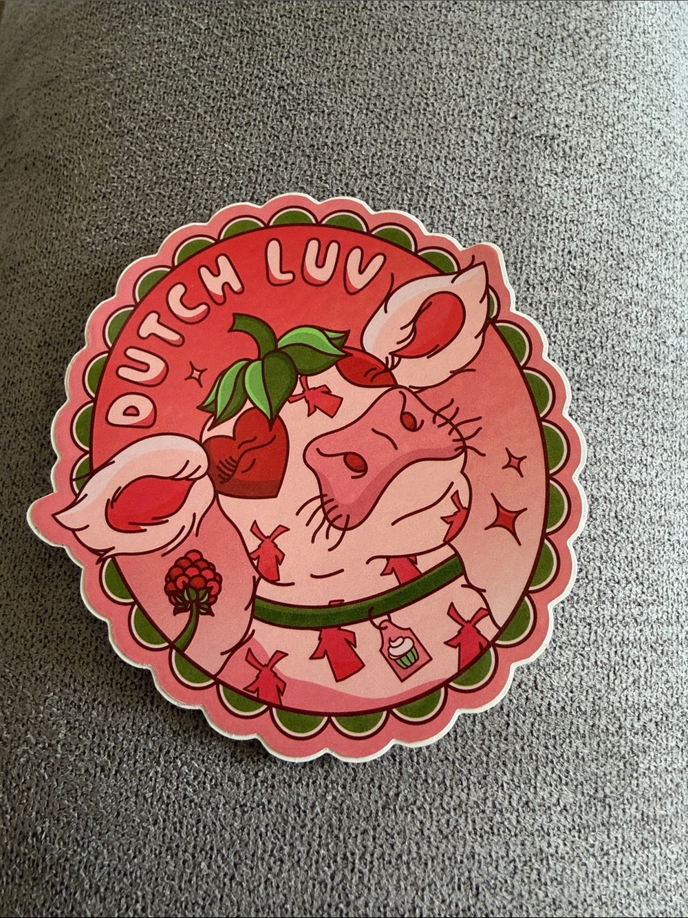 Dutch Luv Pink Cow Sticker